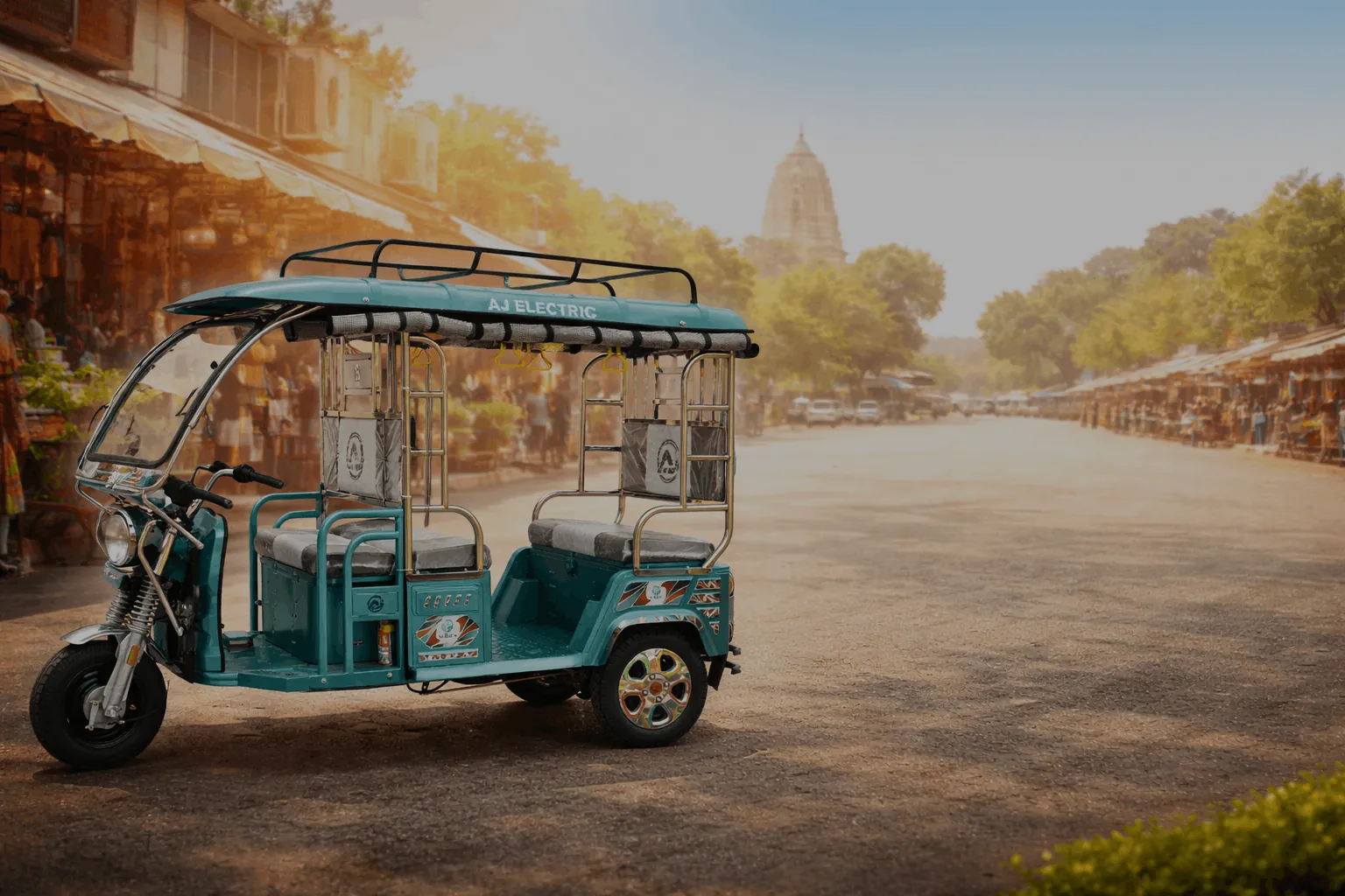 Joy E-Rickshaw in a market street
