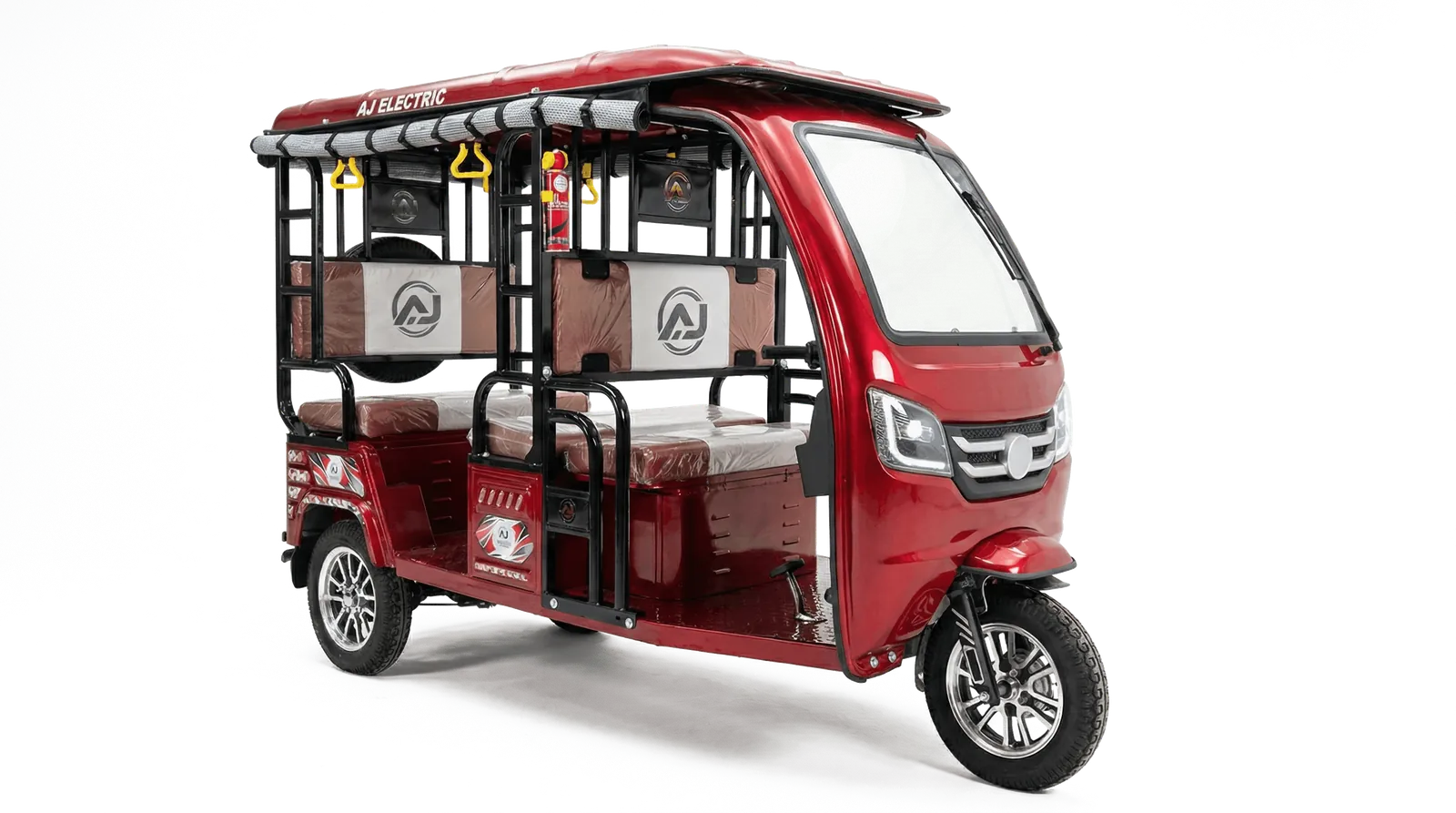 AJ Electric red passenger e-rickshaw